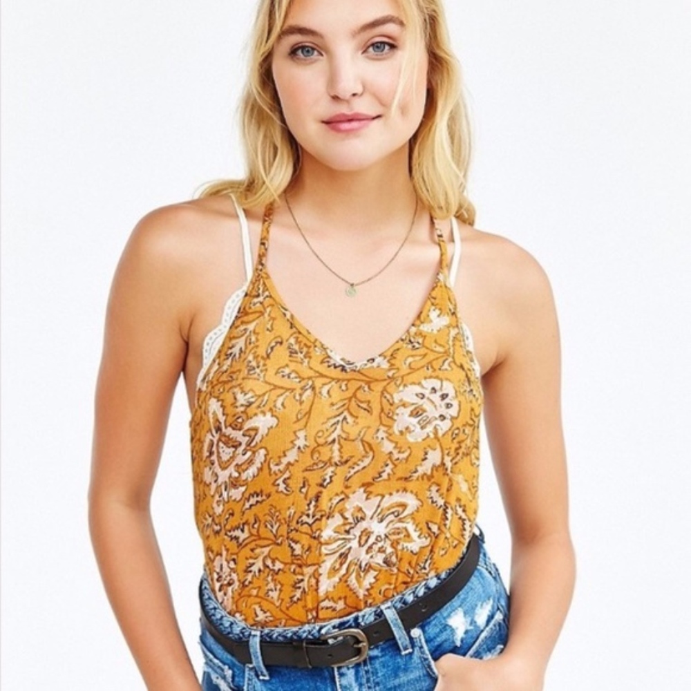 Urban Outfitters Mustard Yellow Floral tank